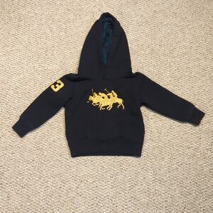 Polo Ralph Lauren Embroidered Triple Pony Hoodie Sweatshirt 2T Black Preppy